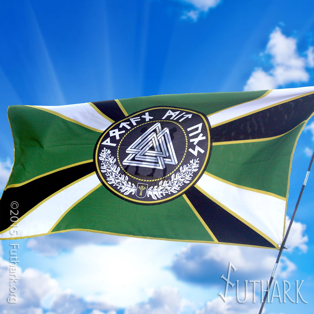 Wotan Mit Uns Valknut Flag | Futhark